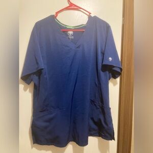 Healing Hands Navy Blue Unisex Short Sleeve scrub top